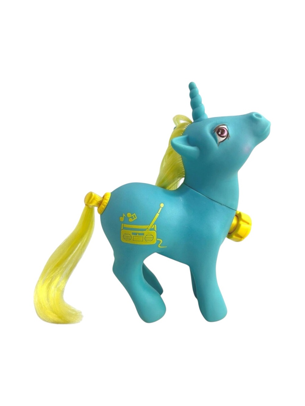 VTG G1 My Little Pony Dance N Prance DJ Unicorn Blue Yellow Hasbro 1988 - Works